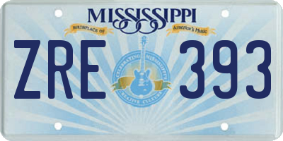 MS license plate ZRE393