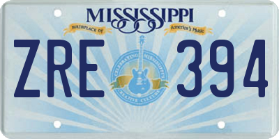 MS license plate ZRE394