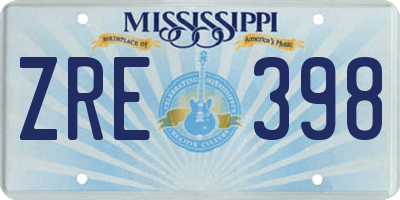 MS license plate ZRE398