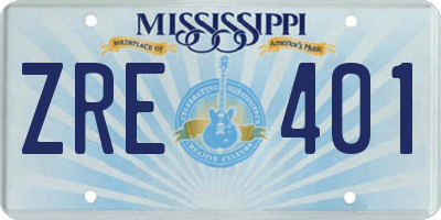 MS license plate ZRE401