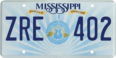 MS license plate ZRE402