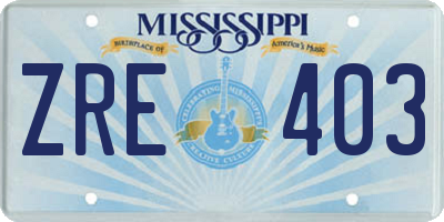 MS license plate ZRE403