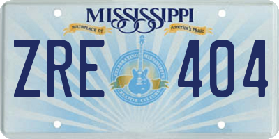 MS license plate ZRE404