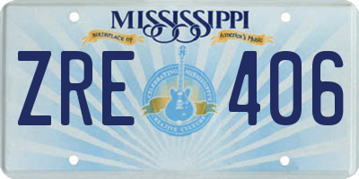MS license plate ZRE406