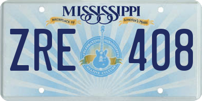 MS license plate ZRE408