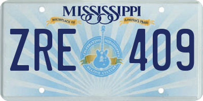 MS license plate ZRE409