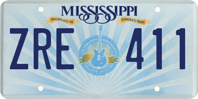MS license plate ZRE411
