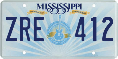 MS license plate ZRE412