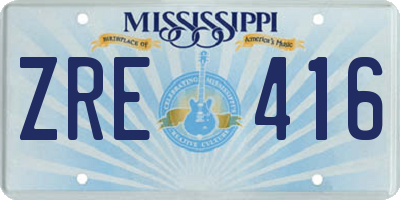 MS license plate ZRE416