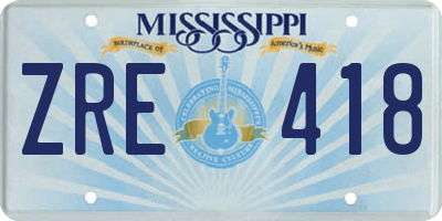 MS license plate ZRE418
