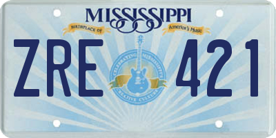MS license plate ZRE421