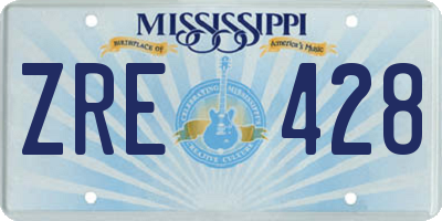 MS license plate ZRE428