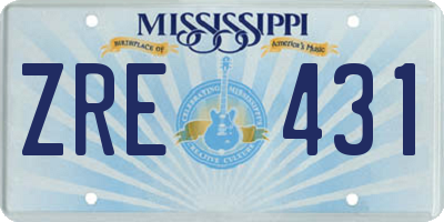 MS license plate ZRE431