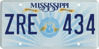 MS license plate ZRE434