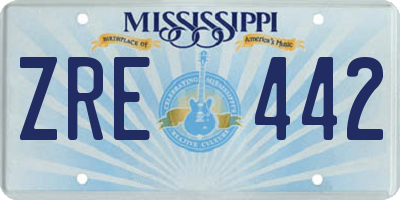 MS license plate ZRE442