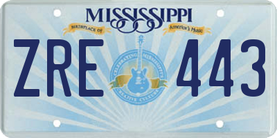MS license plate ZRE443