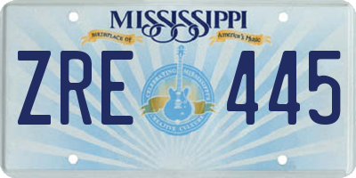 MS license plate ZRE445