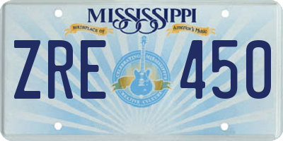 MS license plate ZRE450