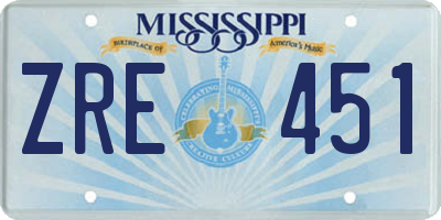 MS license plate ZRE451
