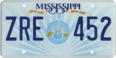 MS license plate ZRE452