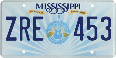 MS license plate ZRE453