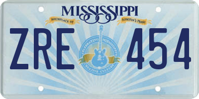 MS license plate ZRE454