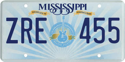MS license plate ZRE455