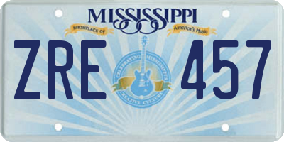 MS license plate ZRE457