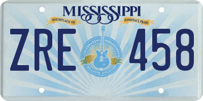 MS license plate ZRE458