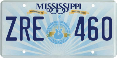 MS license plate ZRE460