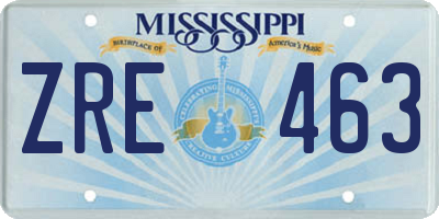 MS license plate ZRE463