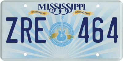 MS license plate ZRE464