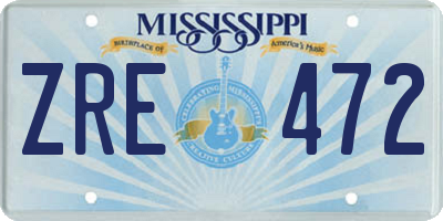 MS license plate ZRE472