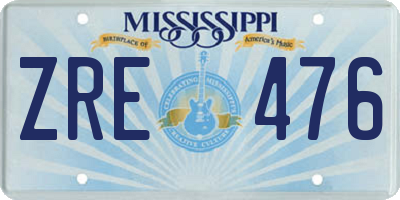 MS license plate ZRE476