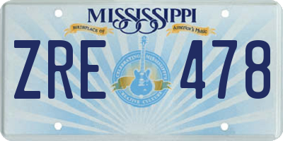 MS license plate ZRE478