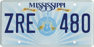 MS license plate ZRE480