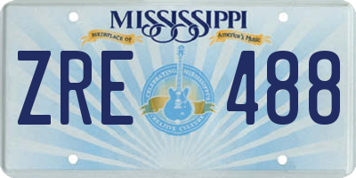 MS license plate ZRE488