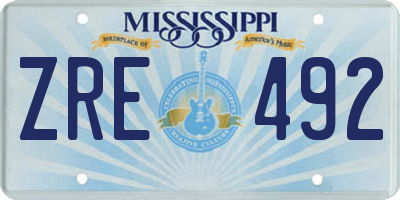 MS license plate ZRE492