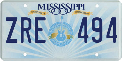 MS license plate ZRE494