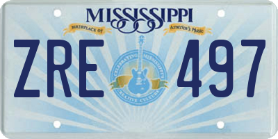 MS license plate ZRE497