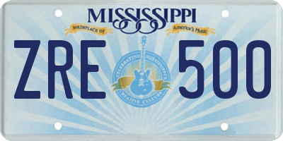 MS license plate ZRE500