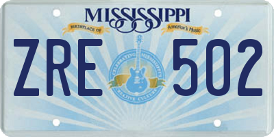 MS license plate ZRE502