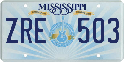 MS license plate ZRE503