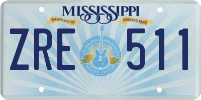 MS license plate ZRE511