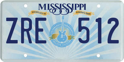 MS license plate ZRE512