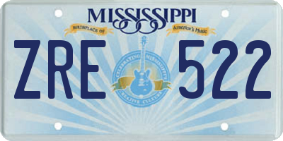 MS license plate ZRE522