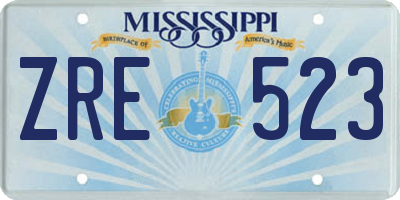 MS license plate ZRE523
