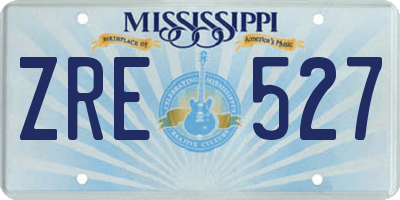 MS license plate ZRE527