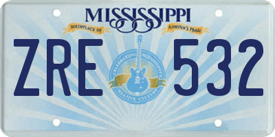 MS license plate ZRE532