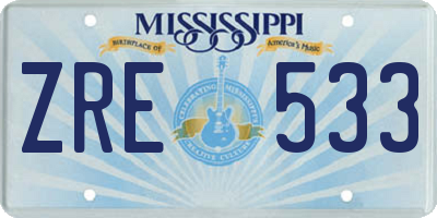 MS license plate ZRE533